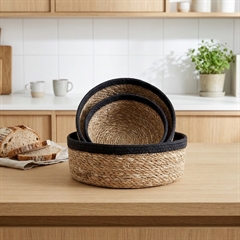 Dixie brødkurve i søgræs med sort kant - Sæt med 3 stk.